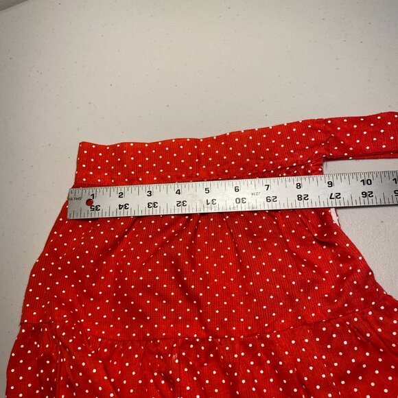 Vintage 1950s Red Polka Dot Half Apron Opaque Ruffles White Lace Pocket Retro - Picture 9 of 9
